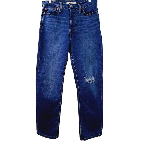 Levi's SZ 29/28 Wedgie Straight Jeans Distressed Knee 110783 34964-0151 - Picture 2 of 6